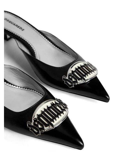 DSquared² Black Mules mit Logo-Schild 35mm