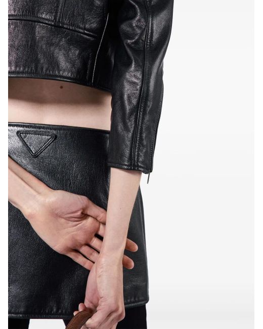 Prada Black Leather Mini Skirt