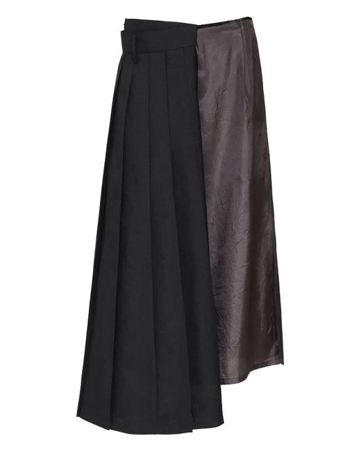 Maison Margiela Black Pleated Asymmetrical Skirt