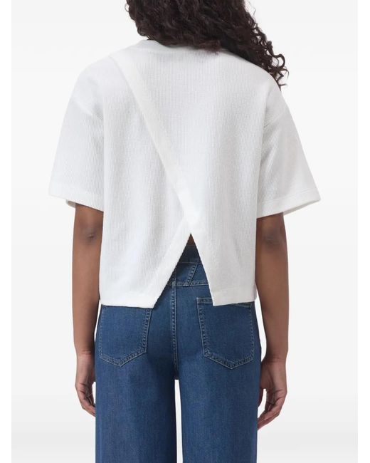 Closed White Back-Slit Ribbed T-Shirt