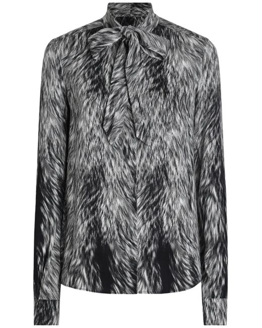 Dolce & Gabbana Gray Animal-Print Blouse