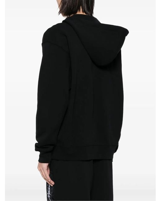 Moschino Black Logo Embroidered Zipped Hoodie for men