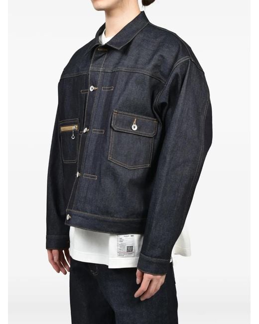 DAIRIKU Blue Rigid Boxy-Silhouette Denim Jacket for men