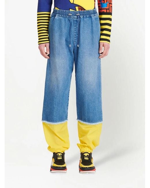 Balmain Blue X Pokémon Colour-Block Drawstring Trousers for men