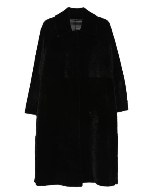 Manzoni 24 Black Shearling Collared Coat