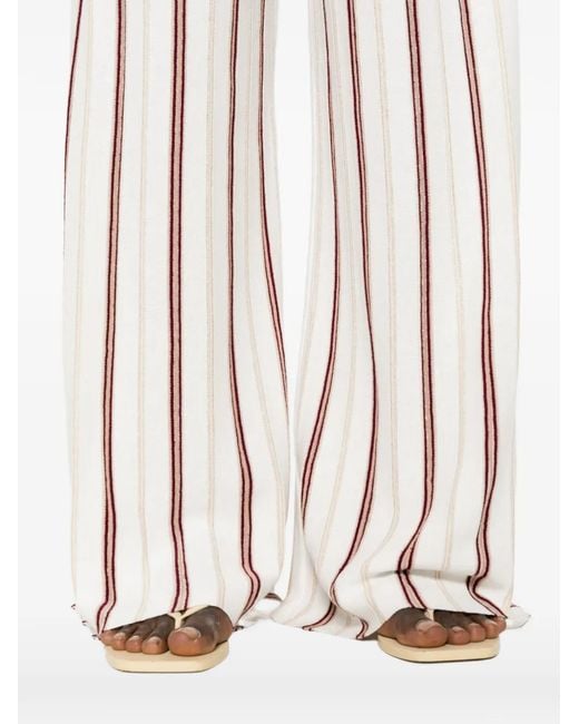 Bompard White Striped Palazzo Pants