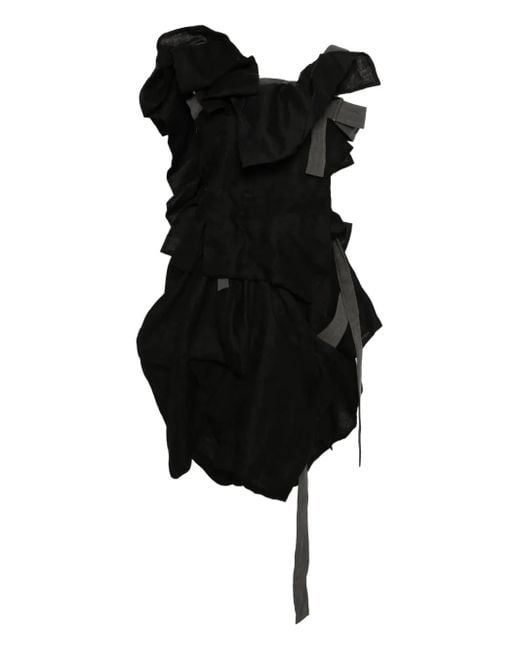 Yohji Yamamoto Black Linen Draped Dress