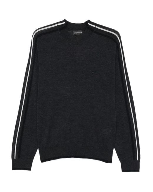 メンズ Emporio Armani ストライプディテール セーター Black