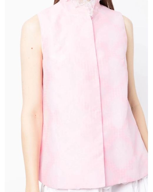 Shiatzy Chen Pink Lace-Collar Detail Vest