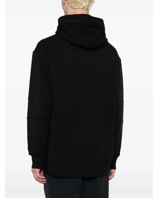 Spoonyard Black Logo-Appliqué Panelled Hoodie for men
