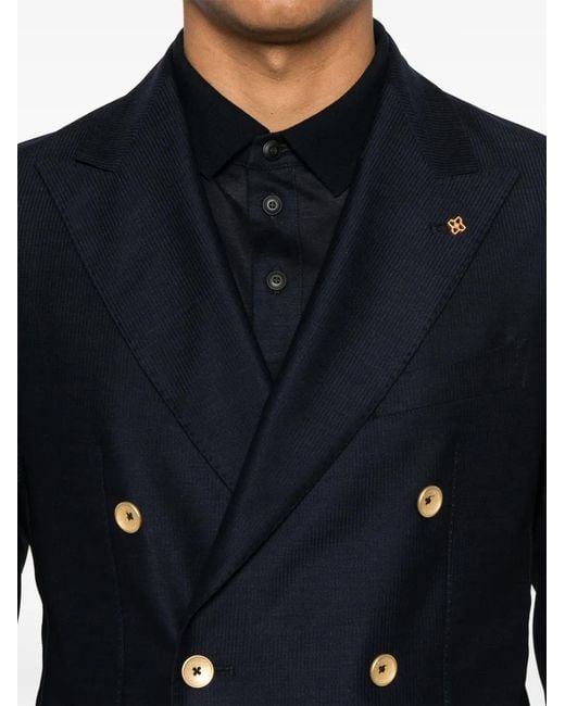 Tagliatore Blue Double-Breasted Blazer for men