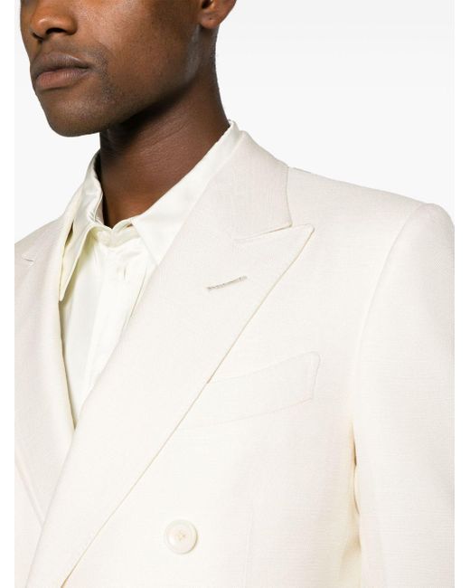 Tom Ford Natural White Silk Double-breasted Blazer for men