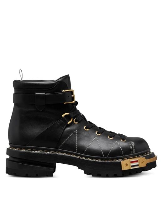 Thom Browne Black Buckle Calf Leather Boots