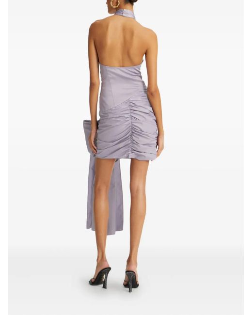 ROTATE BIRGER CHRISTENSEN Purple Halter-Neck Bow-Detail Dress