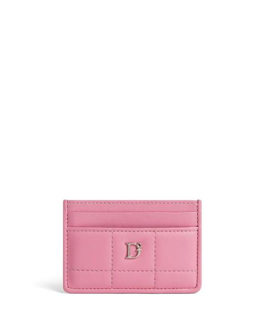 DSquared² Pink Logo-Plaque Leather Card Holder