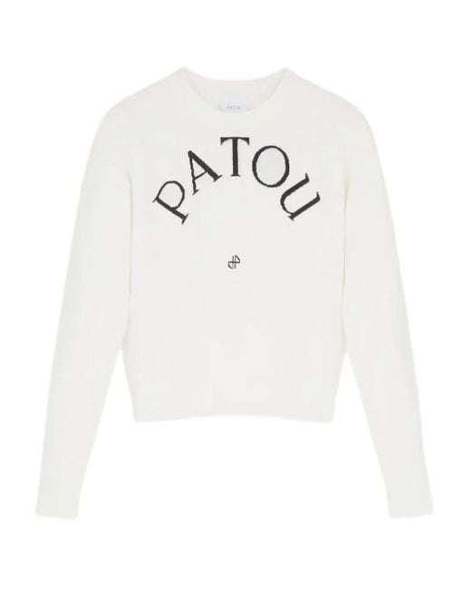 Patou White Logo-Embroidered Wool Sweater