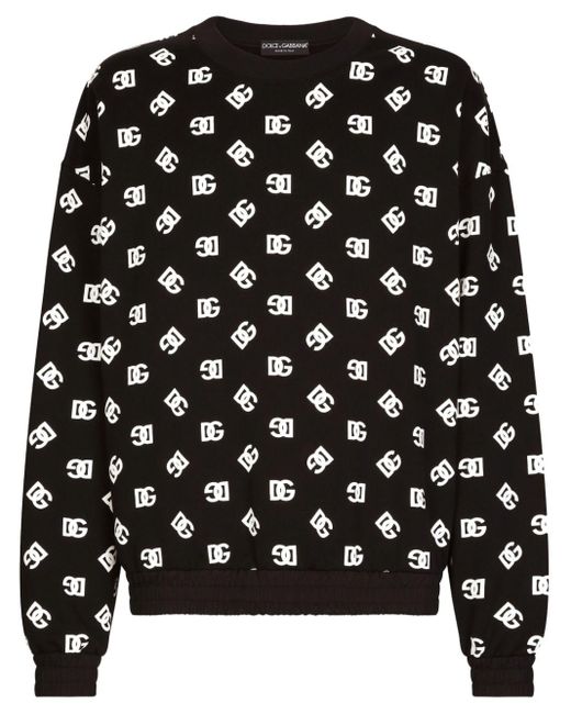 Round-neck sweatshirt with DG Monogram print Dolce & Gabbana de hombre de color Black