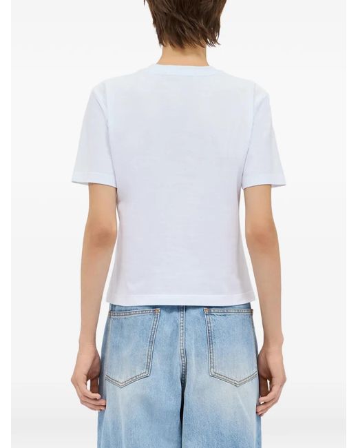 MSGM White Logo-Patch T-Shirt