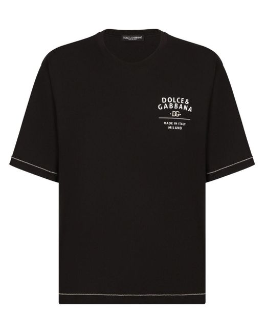 Dolce & Gabbana Black Logo-print Cotton T-shirt - Men's - Cotton for men