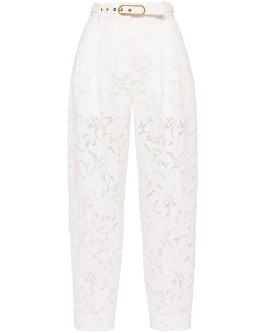 Zimmermann White 'Natura Cropped Barrell' Trousers