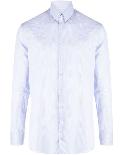 Giorgio Armani White Striped Poplin Shirt for men