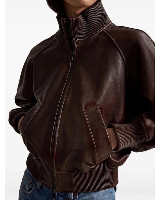 Polo Ralph Lauren Brown Zip-Up Leather Jacket