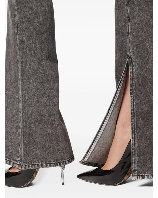 Philipp Plein Gray High-Waisted Flared Jeans