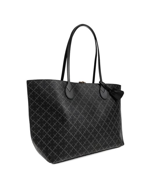 By Malene Birger Black Medium Abi Monogram-Print Tote Bag