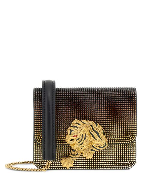 Roberto Cavalli Metallic Tiger-Embellished Chain Crossbody Bag