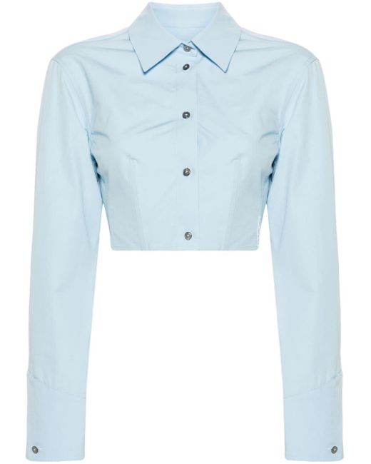 Alexander Wang Blue Boned Cotton Cropped Shirt - Women's - Cotton