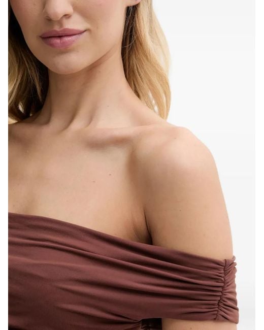 Bondeye Red Off-Shoulder Side-Split Maxi Dress