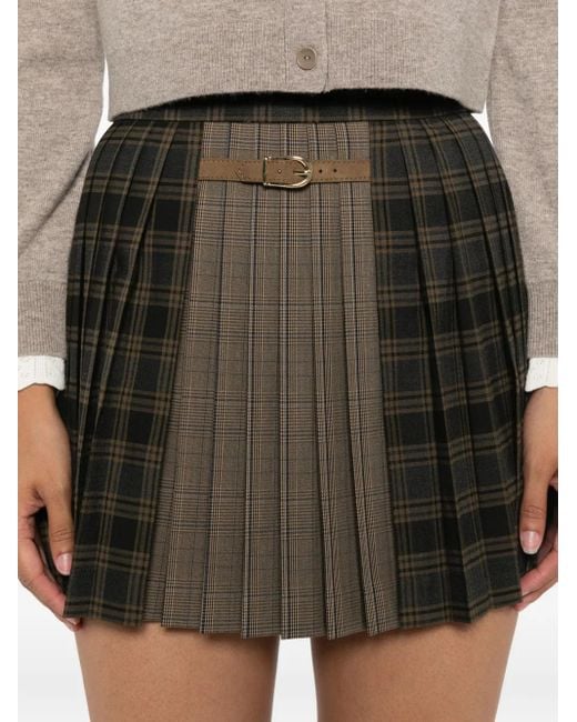 Falda midi plisada a cuadros con cinturón Sandro de color Black