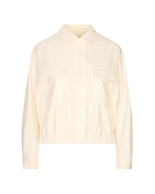Fabiana Filippi White Techno Embellished Elasticated-Hem Bomber Jacket
