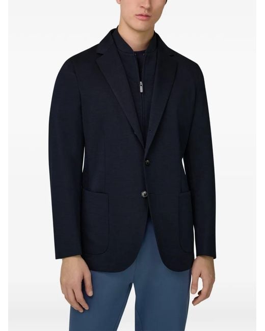 Boggi Blue Wool Blend Sweatshirt Jacket for men