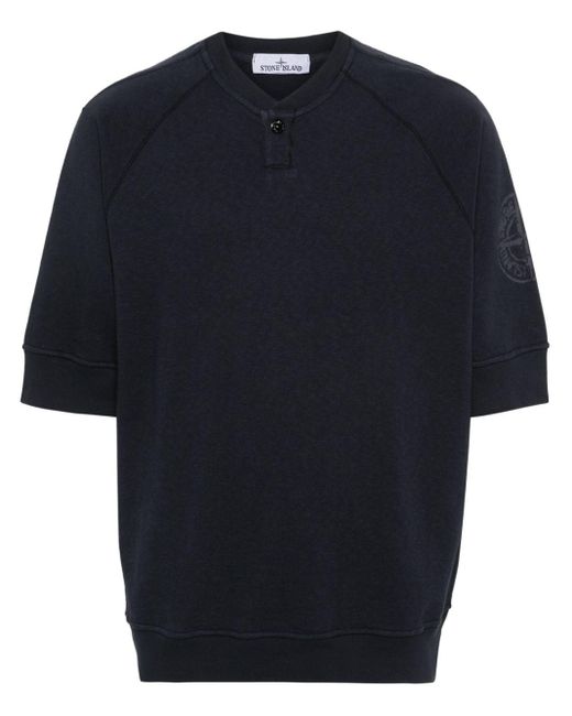 Stone Island Blue Compass-print Short-sleeve Sweatshirt for men