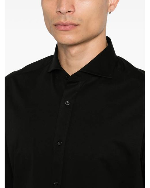 Karl Lagerfeld Black Modern Fit Button-Fastening Shirt for men