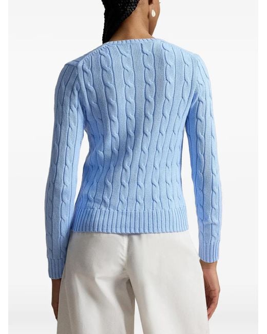 Polo Ralph Lauren Blue Cable-Knit V-Neck Sweater