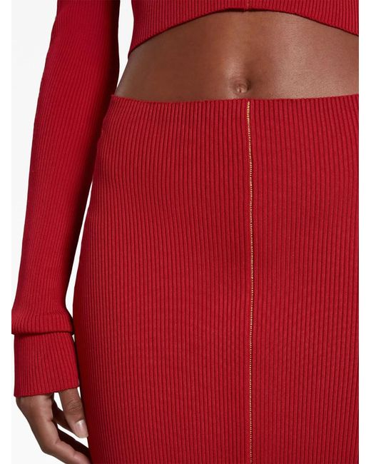 Marni Red Ribbed Pencil Skirt