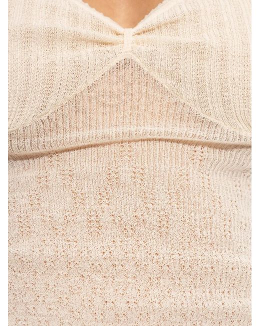 Victoria Beckham Natural Ribbed-Knit Tank Top