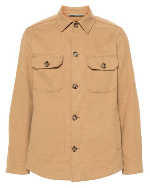 Boss Natural Button-down Cotton Blend Shirt for men