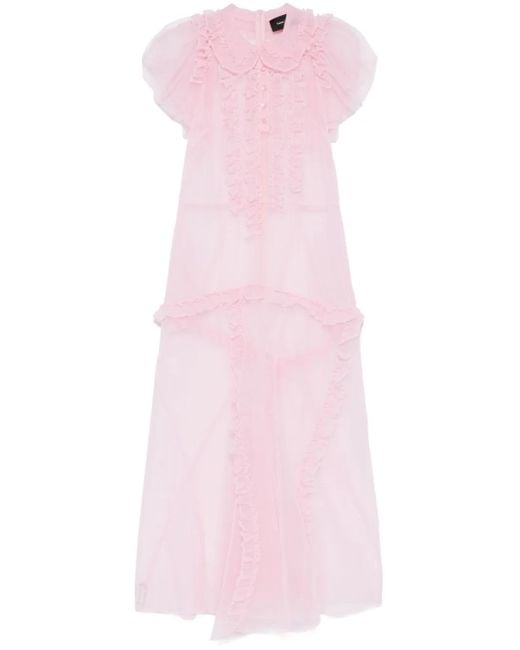Simone Rocha Pink Sheer Tulle Midi Dress