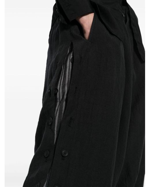 Yohji Yamamoto Leinenhose mit tiefem Schritt in Black für Herren