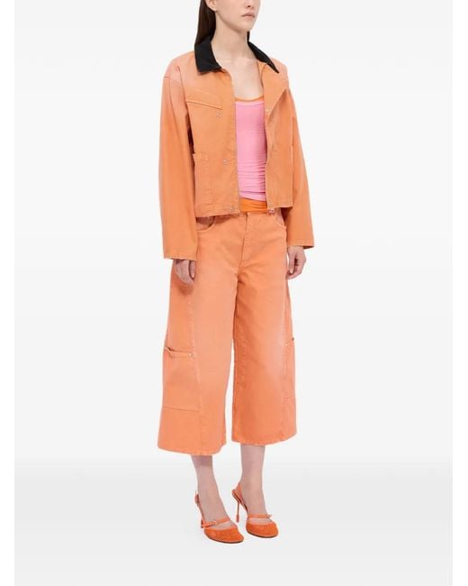 MSGM Orange Collared Denim Jacket