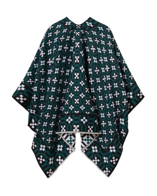LaDoubleJ Blue Geometric-Pattern Cape