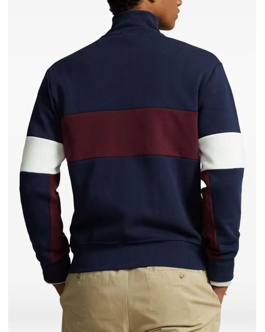 Polo Ralph Lauren Blue Cardigan Zippé En Coton Colour Block for men