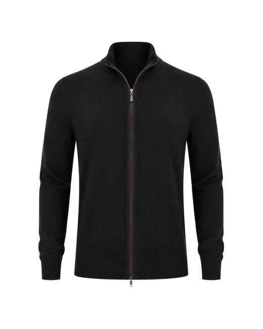 Fileria Black Zip-Fastening Cardigan for men