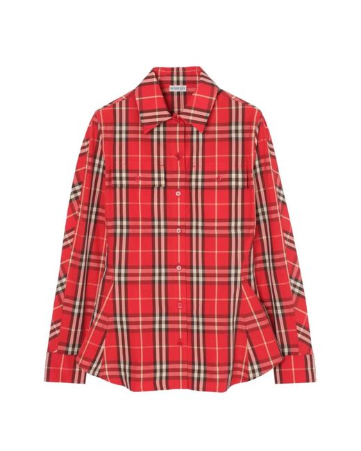 Burberry Geruite Blouse in het Red