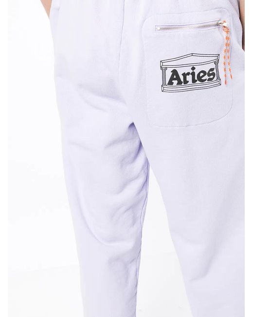 Aries White Temple Logo-Print Track Pants for men