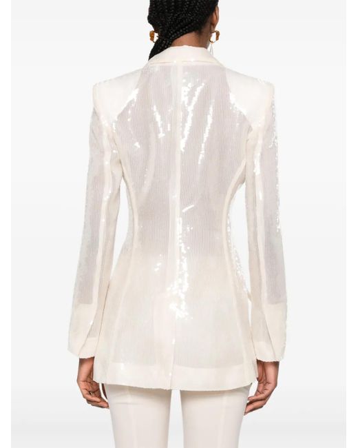 Alberta Ferretti White Semi-Sheer Sequinned Blazer