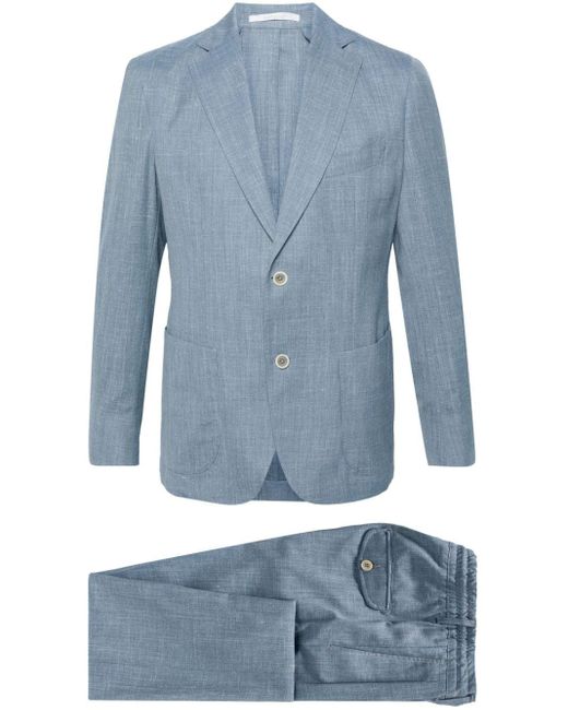 Eleventy Blue Single-breasted Wool Blend Suit for men